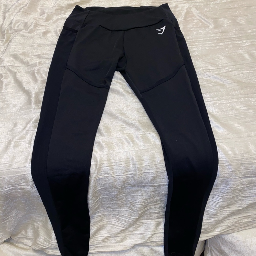 High waisted gym shark leggings with mesh
